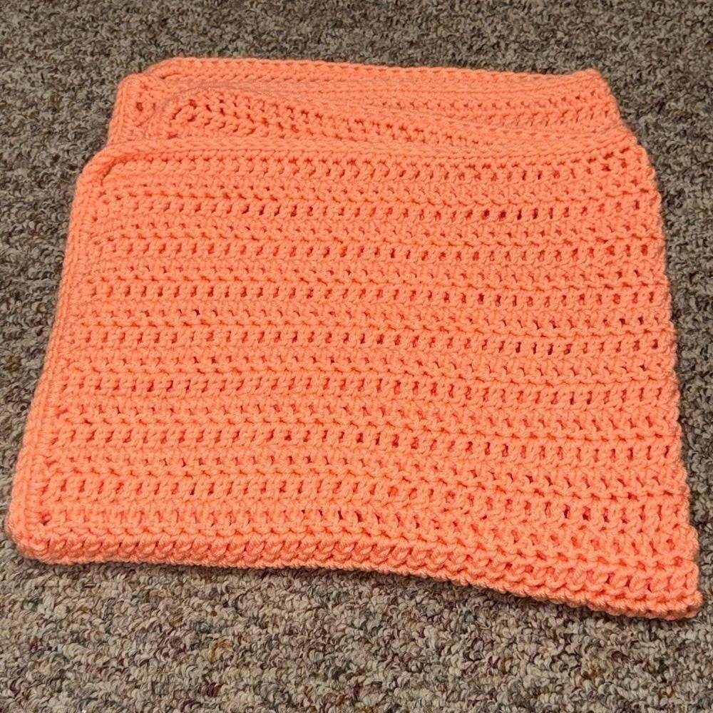 NEW Handmade Crochet Blanket in Coral, girls baby blanket, baby